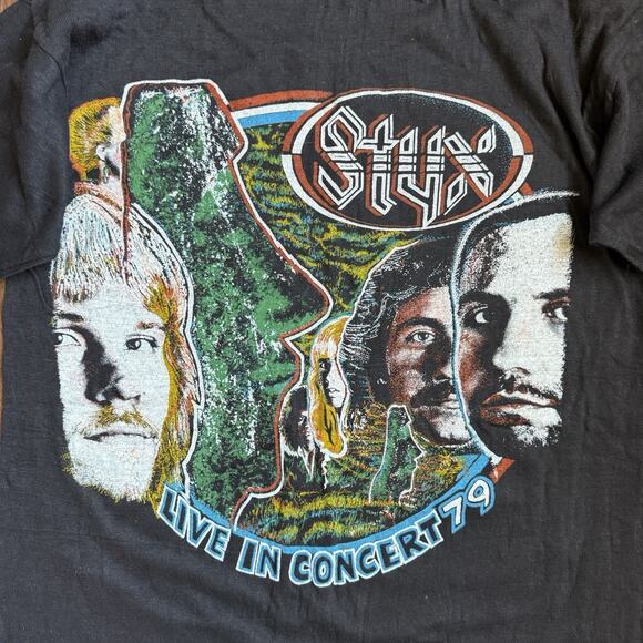 Fantasy VTG 1979 Styx US Tour Wizard T-Shirt Single Stitch L Rare Band Tee ‘79 - Picture 5 of 11